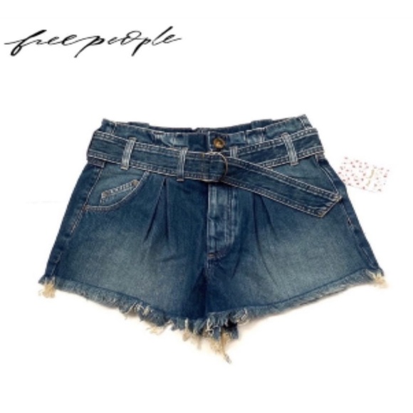 Free People Pants - FREE PEOPLE SHORTS LIVIN BLUE WE THE FREE FRAYED w BELT SMALL SEE YOU SOMETIME